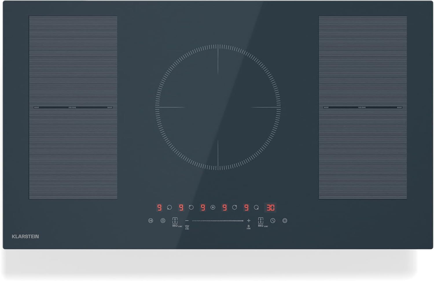 Klarstein Delicatessa 90 Flex Piano Cottura a Induzione 5 Zone 9500W Touch Control Timer Blocco Bambini Antracite 90 cm-Dwellingra