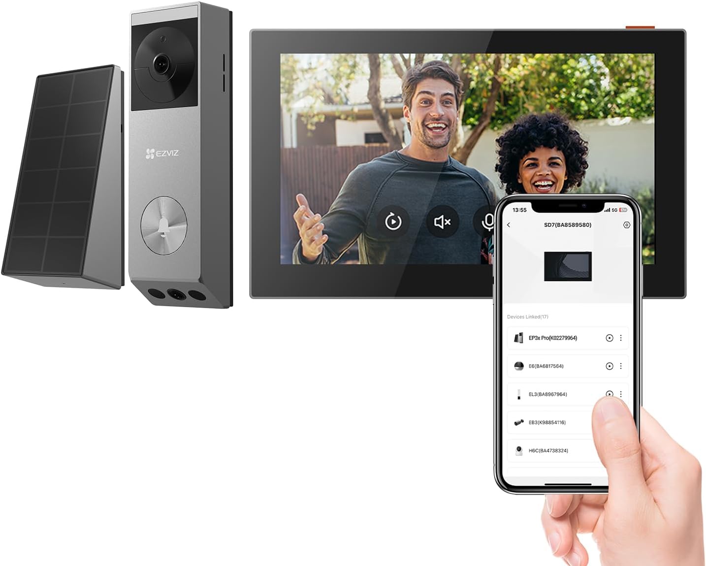 EZVIZ EP3x Pro + SD7 Videocitofono Wireless 2K Doppio Obiettivo Visione Notturna a Colori 32GB eMMC-Dwellingra