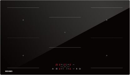 Piano Cottura a Induzione 90 cm 8600W, 5 Fuochi con 9 Livelli di Potenza, Booster e Timer, Nero-Dwellingra