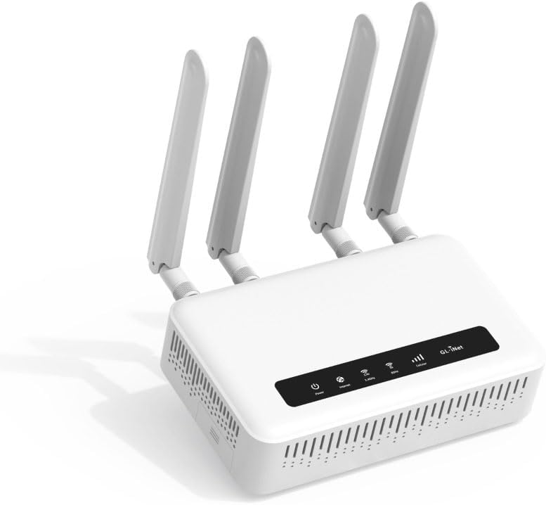 GL-X2000 Spitz Plus Router 4G LTE CAT12 Dual SIM WiFi 6 Dual Band Antenne Staccabili OpenVPN UE Bianco-Dwellingra
