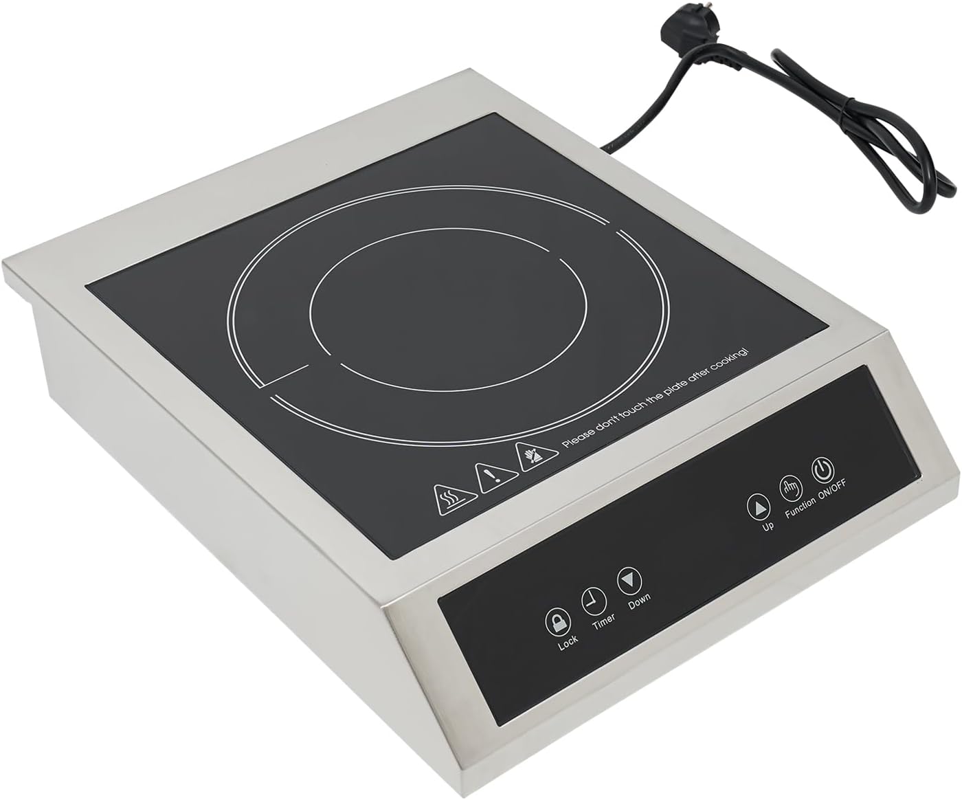 Piano Cottura a Induzione Commerciale 3500W K1004, 11 Livelli di Temperatura, Singola Zona, Acciaio Inox-Dwellingra