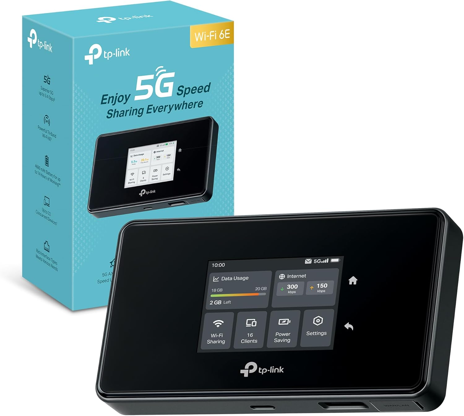 TP-Link M8550 Router Portatile 5G WiFi 6E AXE3600 Tri Band 3400Mbps Touch 4700mAh Gigabit-Dwellingra