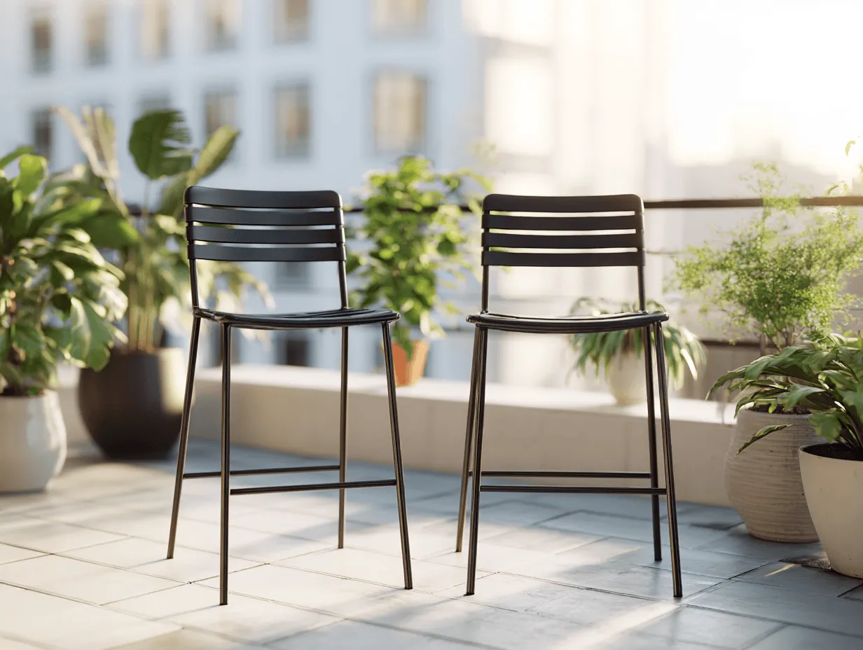 Set di 2 sedie da giardino in metallo nero 45x50x103 cm