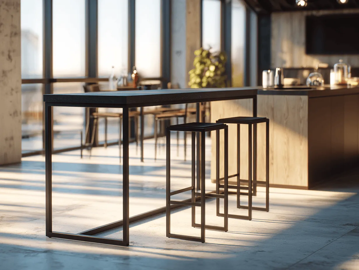 Set bar da esterno 3 pezzi - Acciaio Nero - Tavolo alto rettangolare 120x50x105 cm con 2 sgabelli moderni 40x40x75 cm-Dwellingra