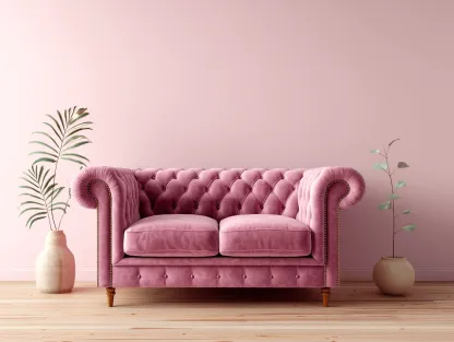 Divano 2 posti in velluto rosa - stile Chesterfield - 160x85x80 cm