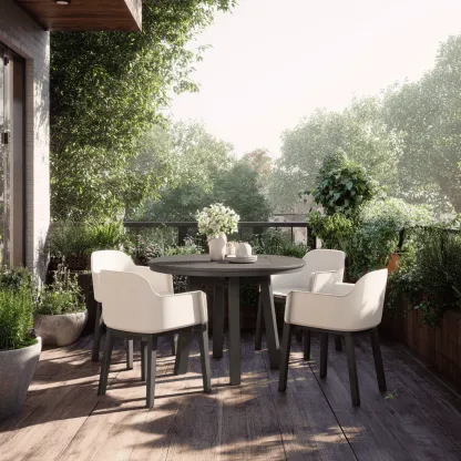 Set da pranzo da esterno 5 pezzi - Plastica resistente Antracite e Bianco - Tavolo rotondo 110x75 cm con 4 sedie 58x60x85 cm-Dwellingra