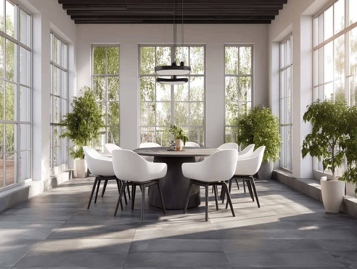 Set da pranzo con 1 tavolo rotondo e 9 sedie in legno e plastica bianca diametro160x75 cm