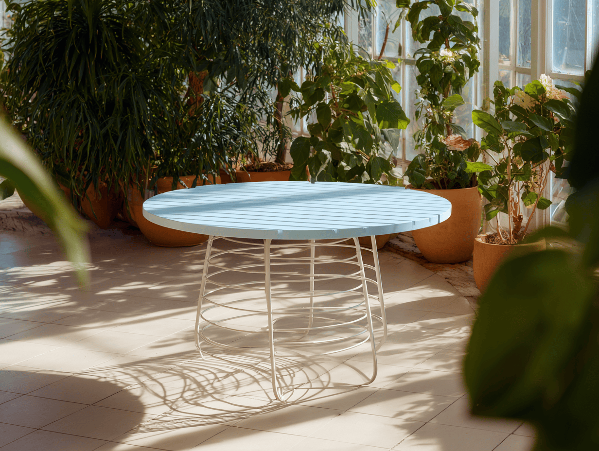 Tavolo da giardino rotondo in metallo diametro90x74 cm blu