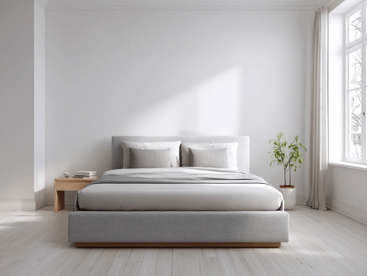 Letto matrimoniale in tessuto 160x200x100 cm grigio