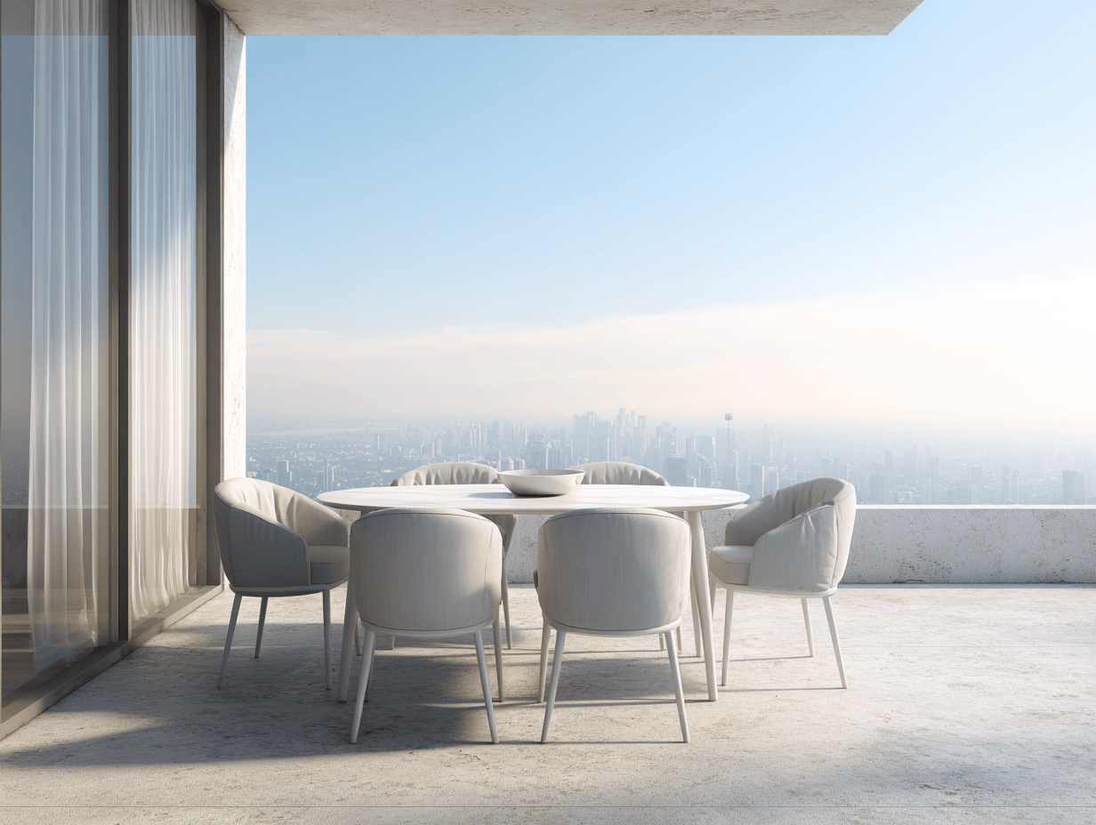 Set da pranzo da giardino con tavolo ovale e 6 sedie imbottite bianche 200x90x75 cm