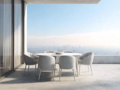 Set da pranzo da giardino con tavolo ovale e 6 sedie imbottite bianche 200x90x75 cm