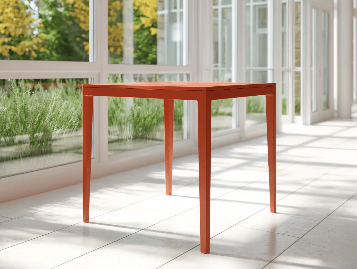 Tavolo quadrato da esterno in metallo 75x75x74 cm - terracotta - stile elegante