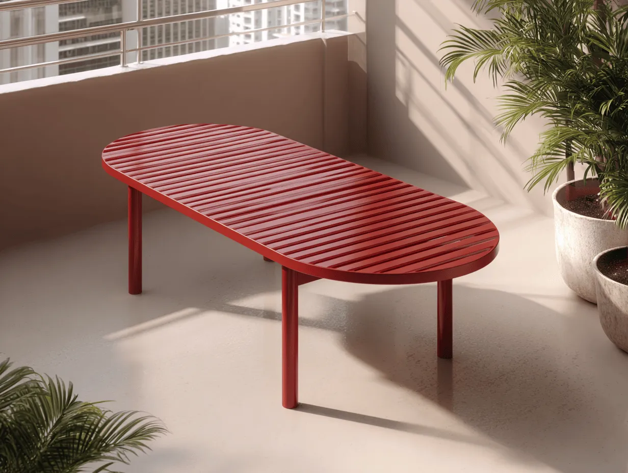 Tavolo da giardino ovale in legno 180x90x75 cm rosso