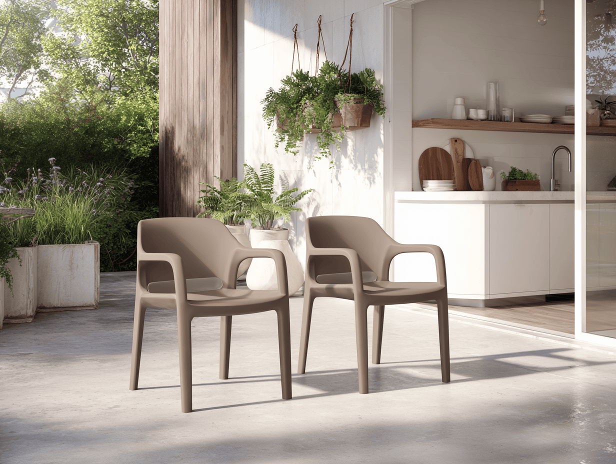 Set di 2 sedie da giardino in polipropilene beige 58x57x80 cm
