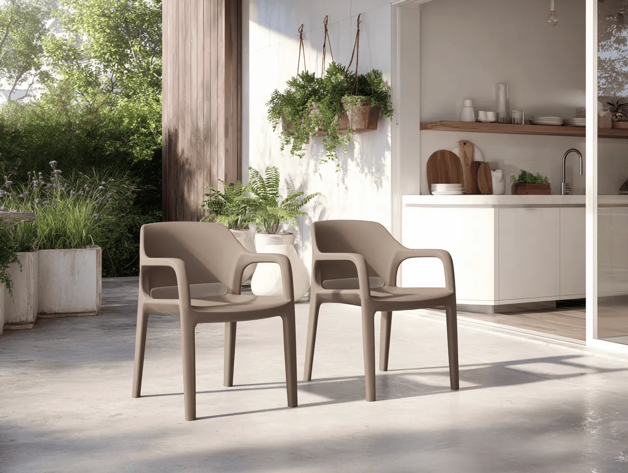 Set di 2 sedie da giardino in polipropilene beige 58x57x80 cm