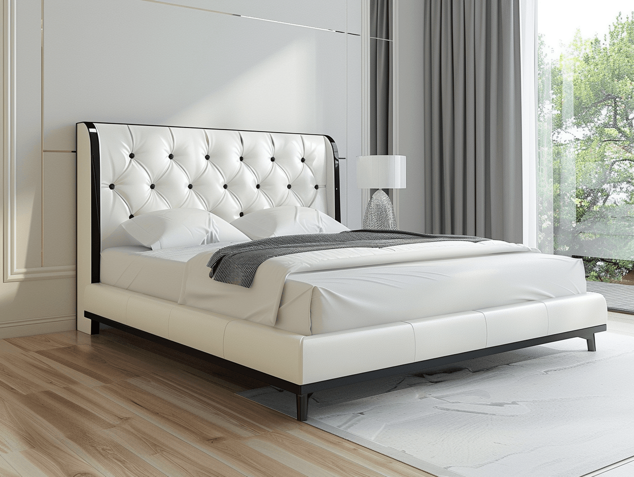 Letto matrimoniale in pelle 180x200x125 cm bianco
