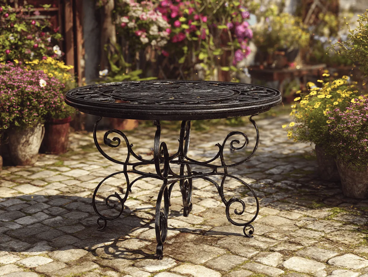 Tavolo da giardino in ferro 105x105x75 cm nero