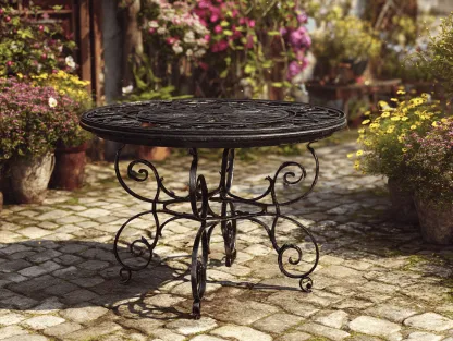 Tavolo da giardino in ferro 105x105x75 cm nero