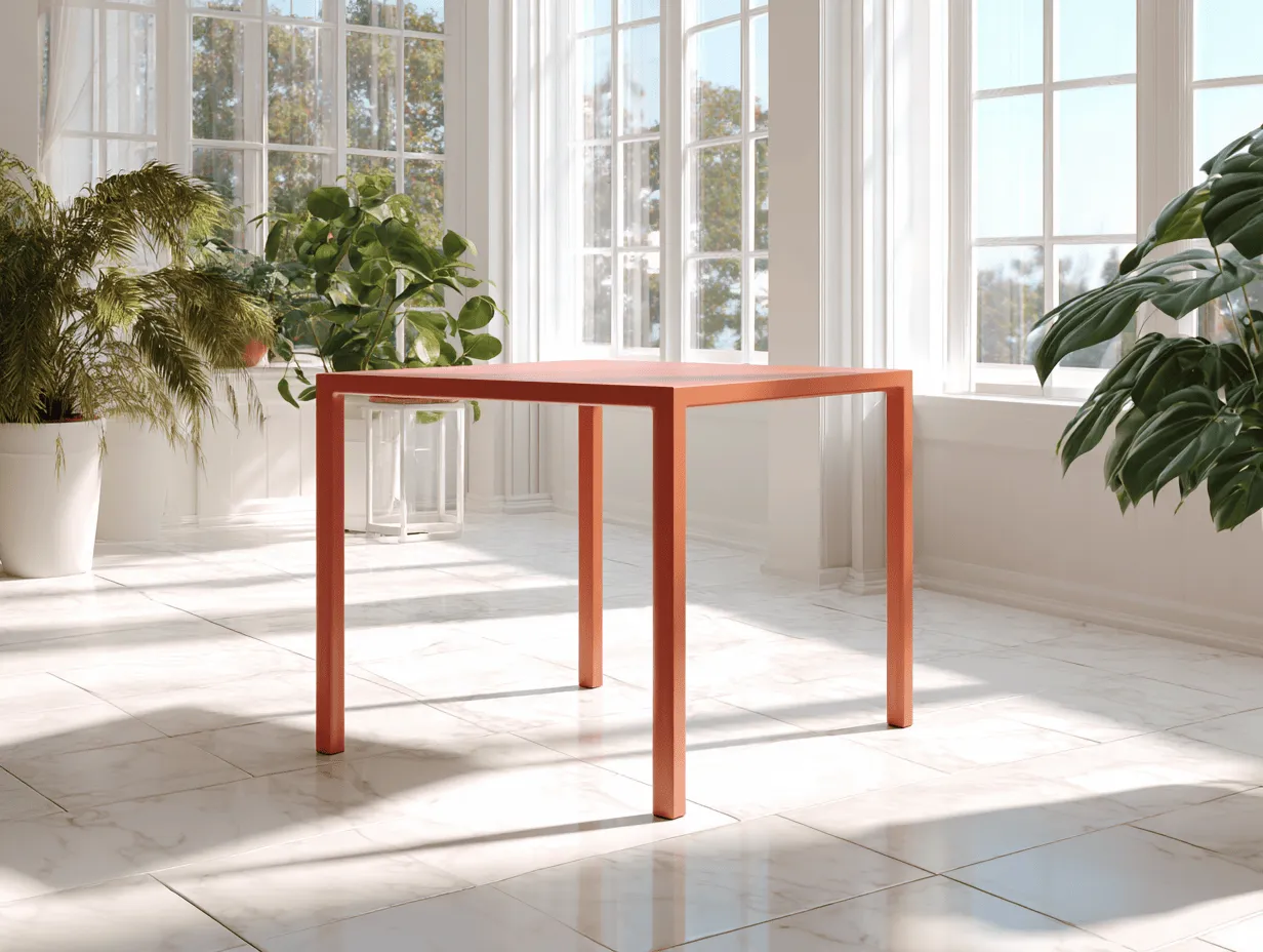 Tavolo da giardino rettangolare in metallo 120x75x75 cm rosso