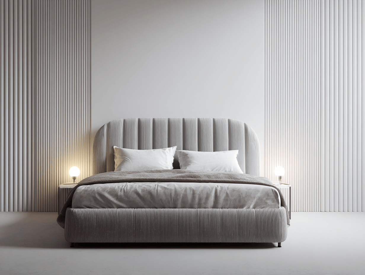 Letto matrimoniale in tessuto 180x200x120 cm grigio