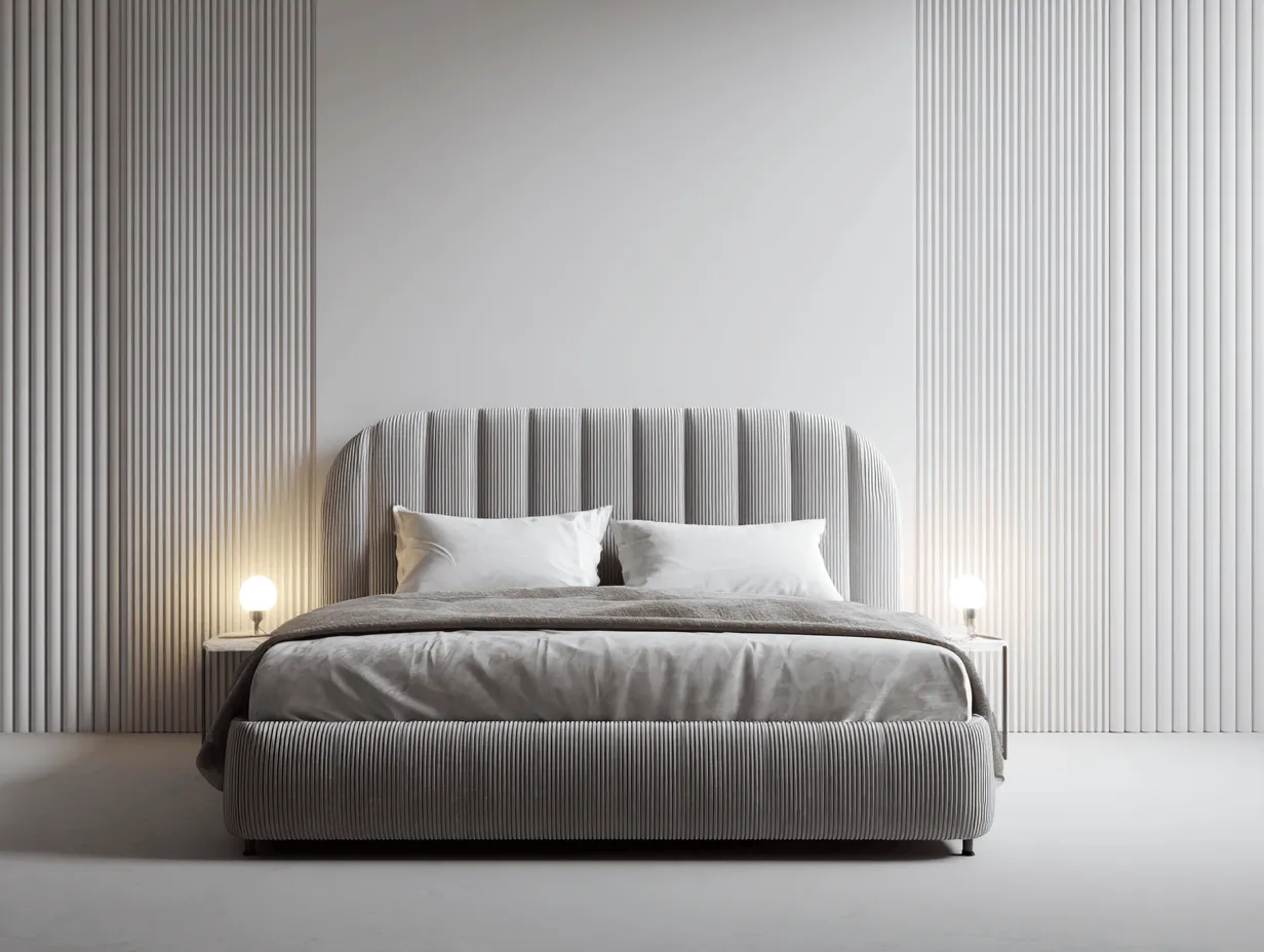 Letto matrimoniale in tessuto 180x200x120 cm grigio