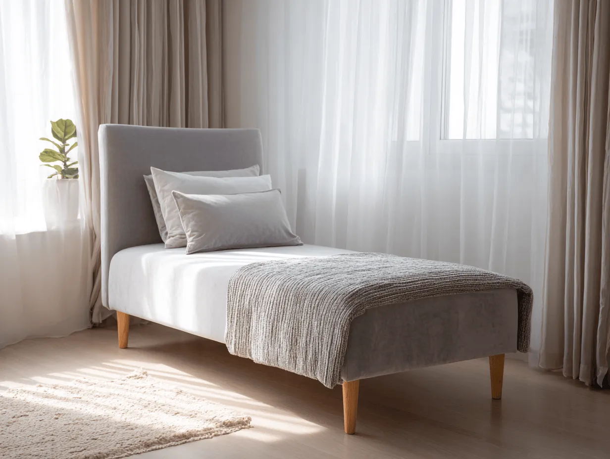 Letto singolo imbottito 90x200x100 cm grigio