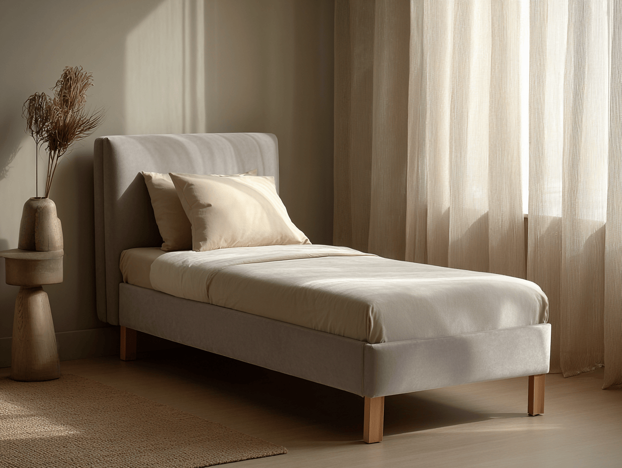 Letto singolo imbottito 90x200x95 cm grigio