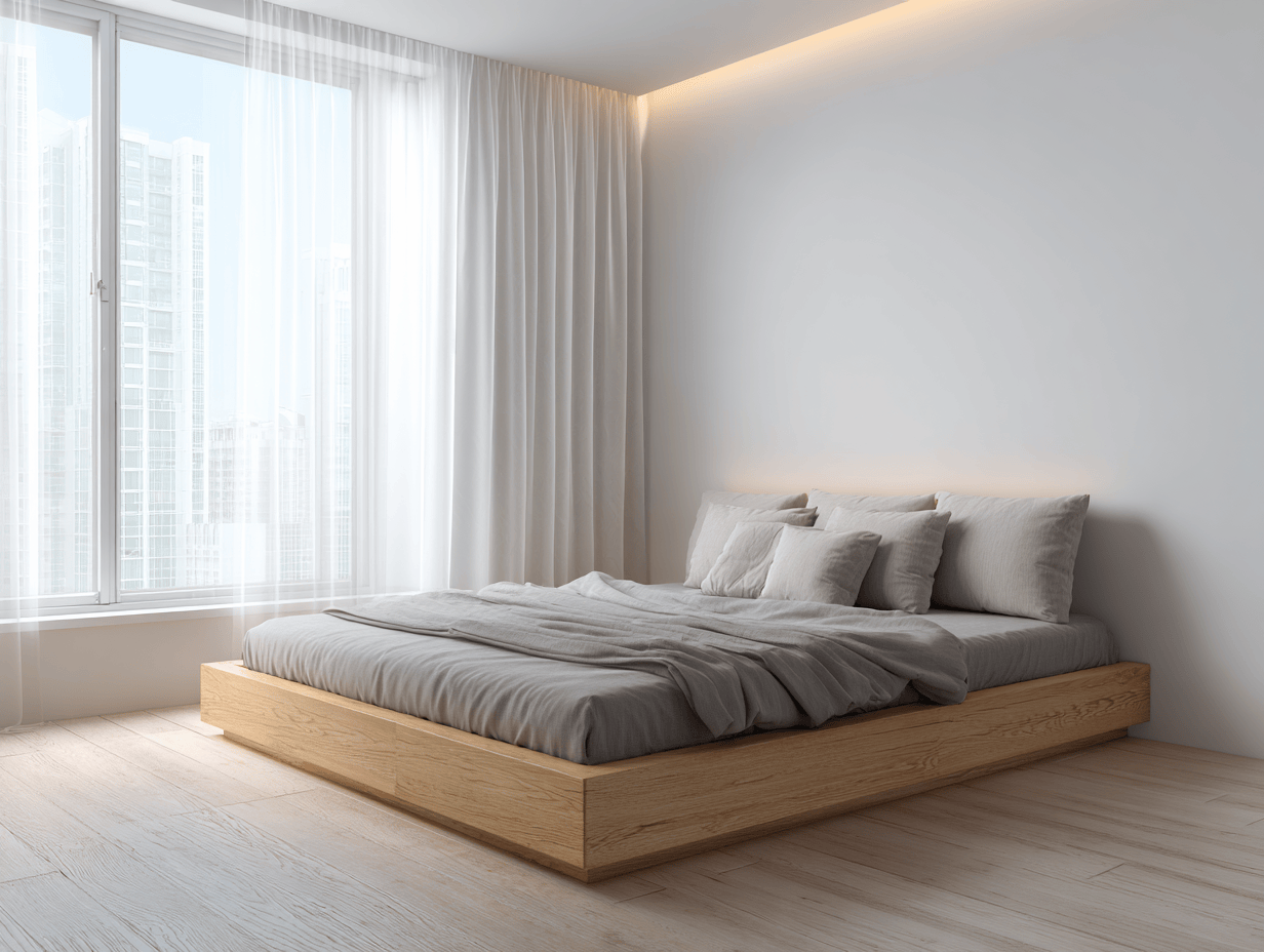 Letto matrimoniale 160x200 cm - legno di rovere naturale - stile moderno minimalista basso