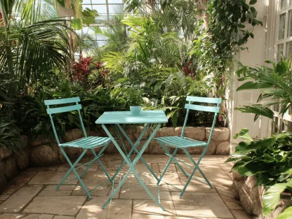 Set bistrot da giardino 3 pezzi - tavolo quadrato pieghevole 60x60x72 cm con 2 sedie pieghevoli - metallo azzurro - stile moderno compatto-Dwellingra