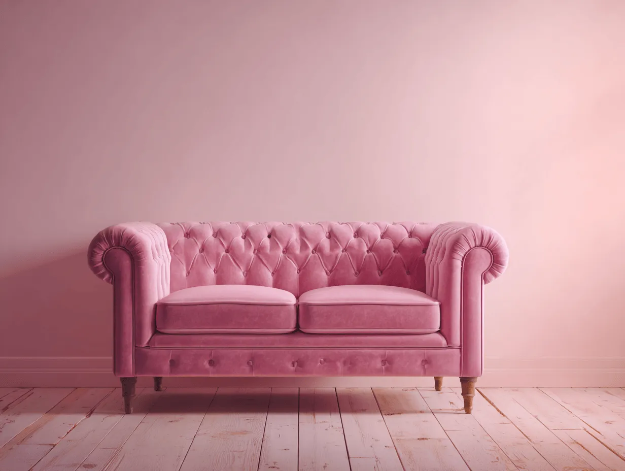 Divano 2 posti in velluto rosa - stile Chesterfield - 158x86x80 cm