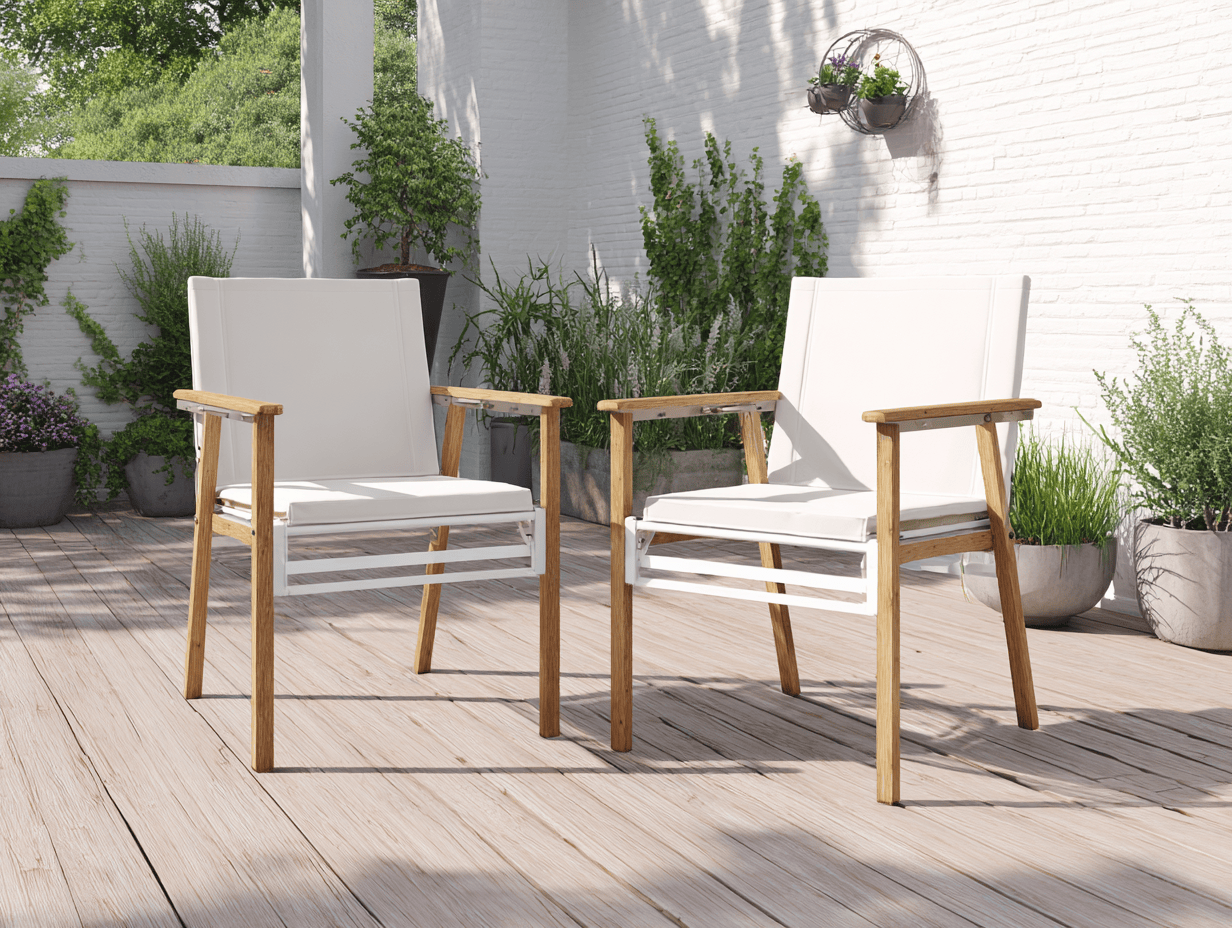 Set di 2 sedie da giardino in legno con cuscini bianchi 58x60x90 cm
