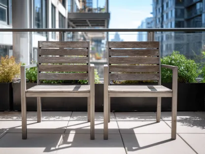 Set di 2 sedie da giardino in legno e metallo con braccioli 56x62x87 cm