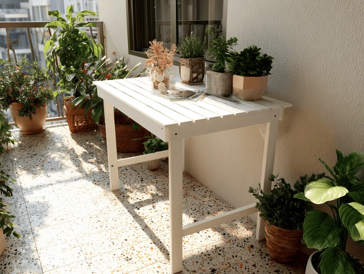 Tavolo da giardino rettangolare in legno 120x70x75 cm bianco