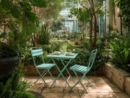 Set bistrot da giardino 3 pezzi - tavolo quadrato pieghevole 58x58x72 cm con 2 sedie pieghevoli - metallo azzurro - stile compatto per esterni-Dwellingra