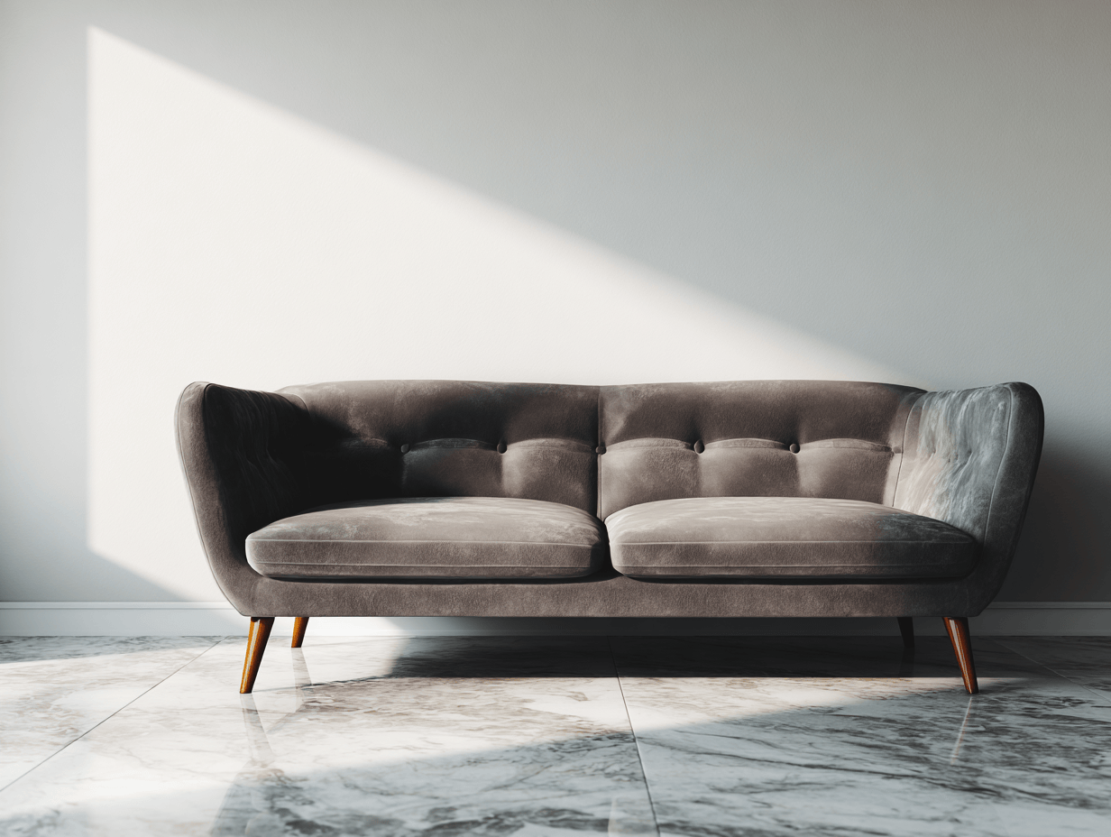 Sofá doble de terciopelo gris 160x85x82 cm - estilo escandinavo