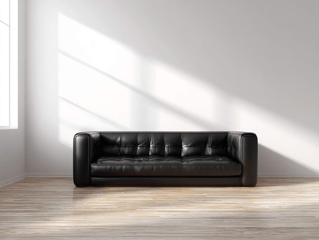 Sofá de piel 220x90x82 cm - negro - estilo moderno
