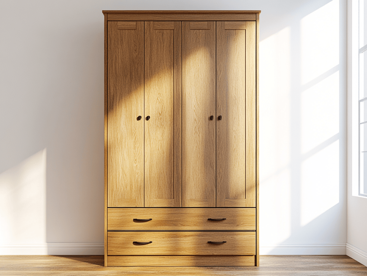 Armario ropero clásico madera roble 190x100x55 cm - roble/negro - 4 puertas y 2 cajones