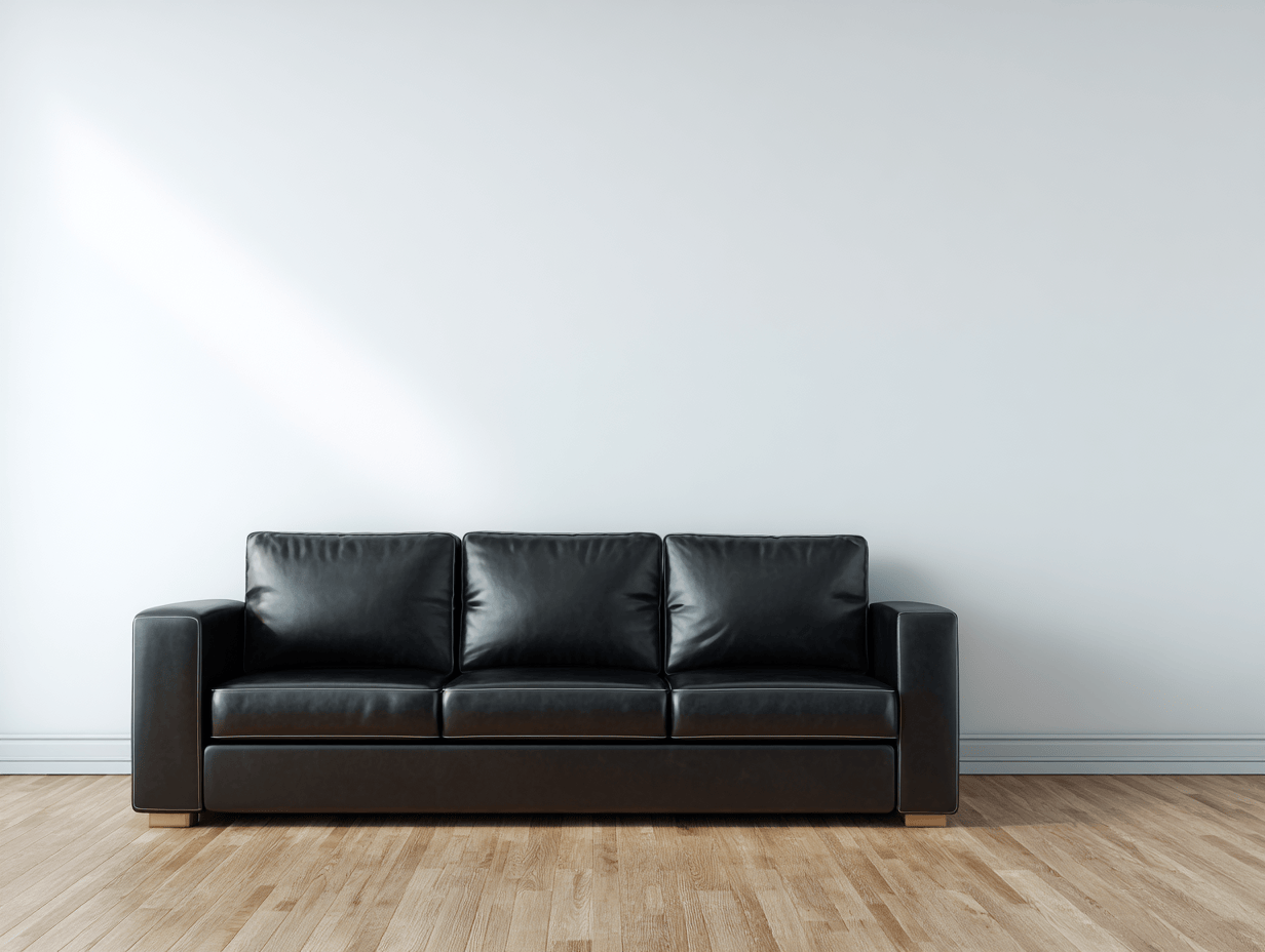 Sofá 3 plazas de piel 220x92x85 cm - negro - estilo moderno minimalista