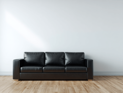 Sofá 3 plazas de piel 220x92x85 cm - negro - estilo moderno minimalista