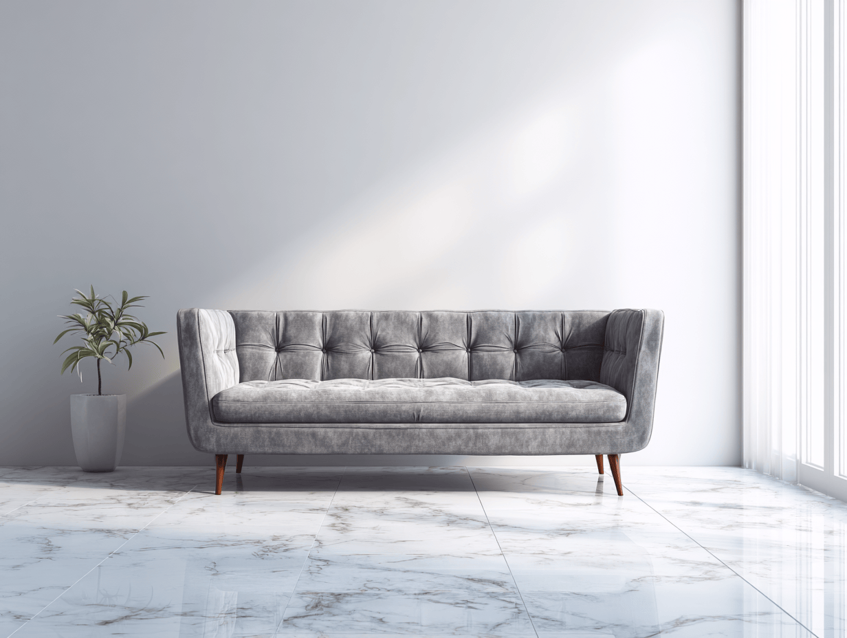 Sofá de tres plazas de terciopelo gris 200x90x85 cm - estilo escandinavo