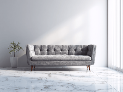 Sofá de tres plazas de terciopelo gris 200x90x85 cm - estilo escandinavo