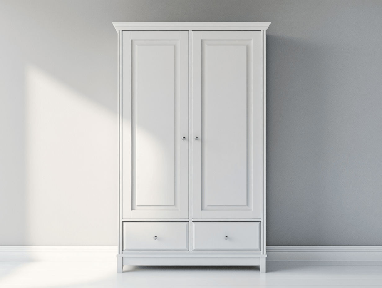 Armario de dos puertas con dos cajones 200x100x60 cm - madera - blanco - diseño clásico