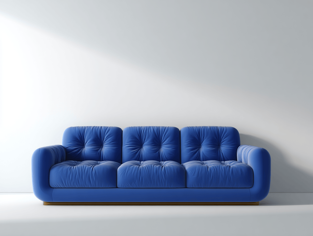 Sofá 3 plazas tapizado 215x95x85 cm - azul - diseño moderno acolchado