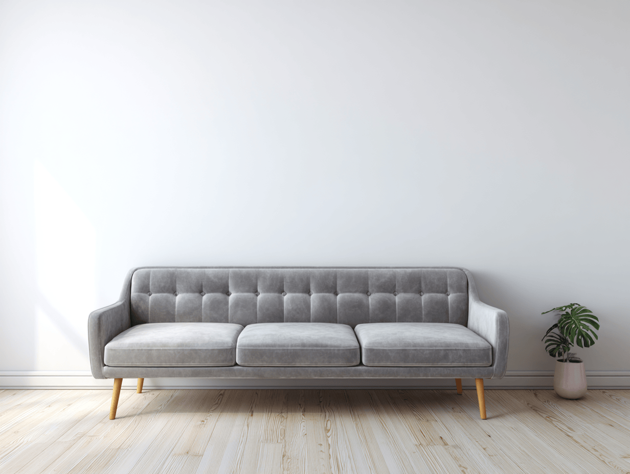 Sofá de tres plazas de terciopelo gris 198x86x87 cm - patas de madera - estilo escandinavo moderno-Comfyure