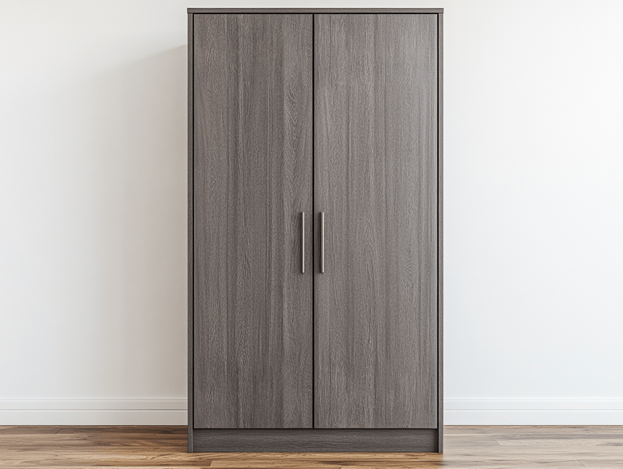 Armario de dos puertas madera efecto gris oscuro 180x80x50 cm - gris oscuro/plata - estilo moderno minimalista-Comfyure