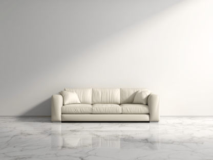 Sofá de piel 210x90x85 cm - crema - estilo moderno minimalista