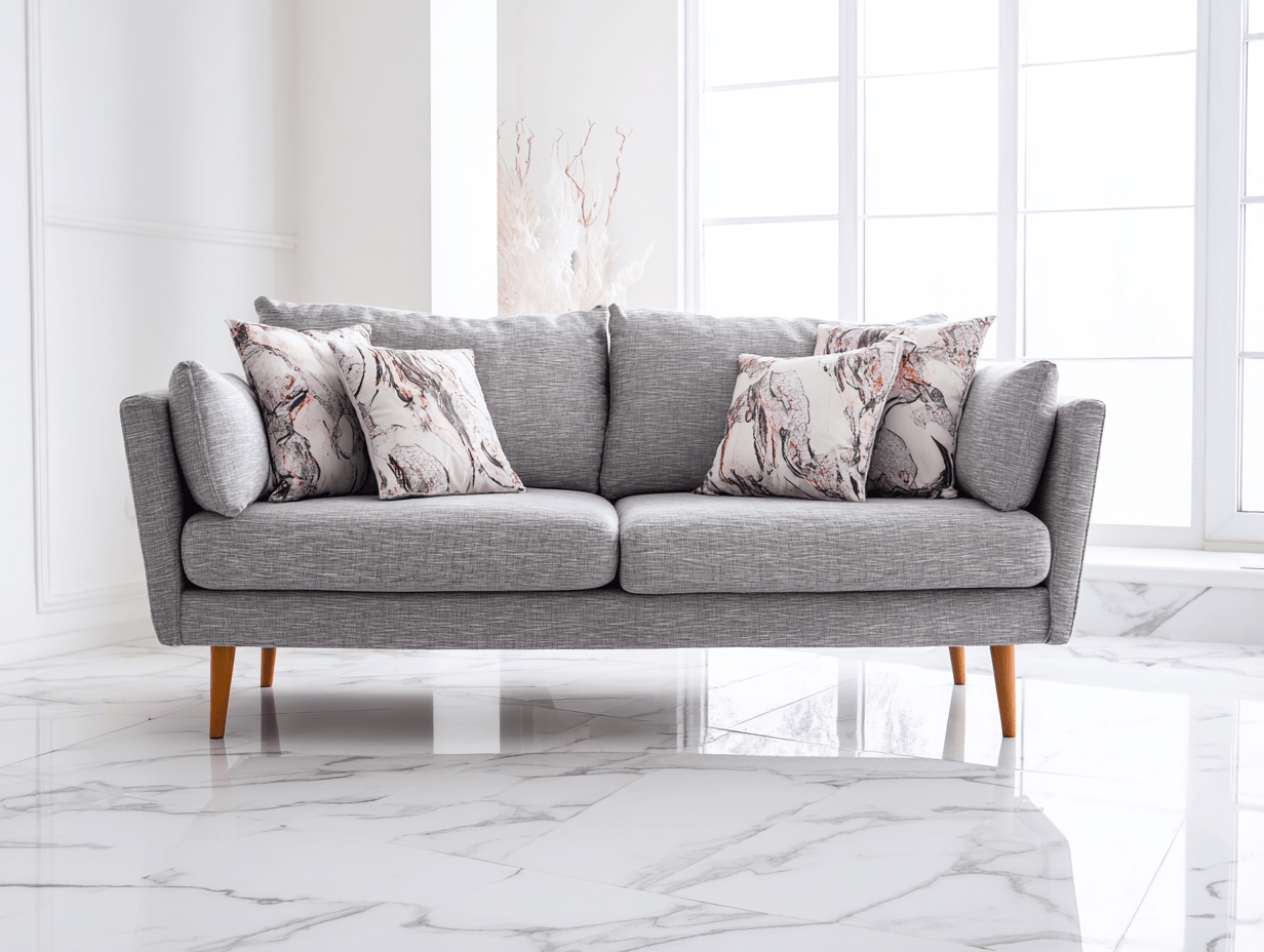 Sofá de dos plazas de tela gris 160x85x88 cm - patas de madera - estilo moderno escandinavo