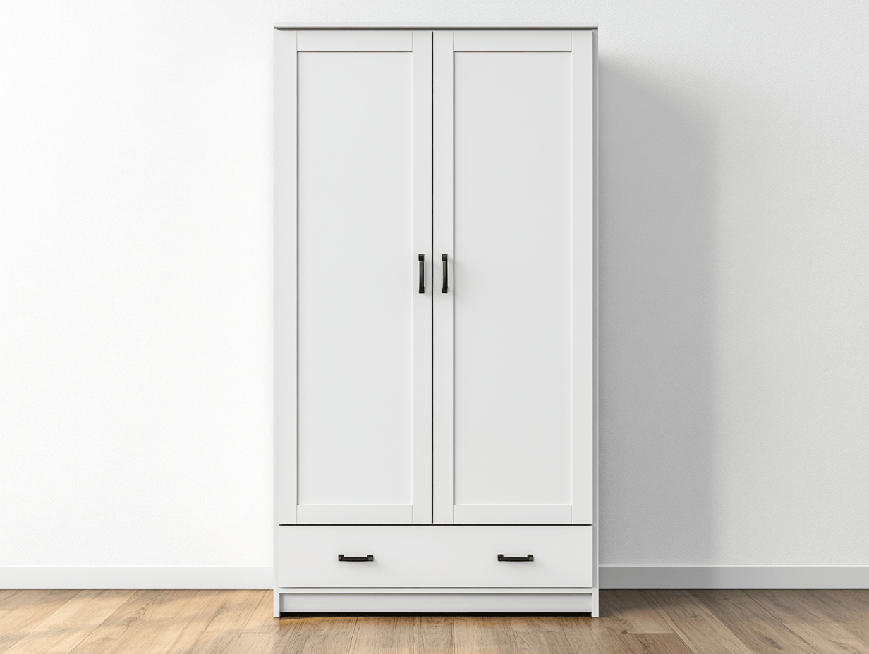 Armario de madera 180x90x50 cm - blanco/negro - con 2 puertas y 1 cajón