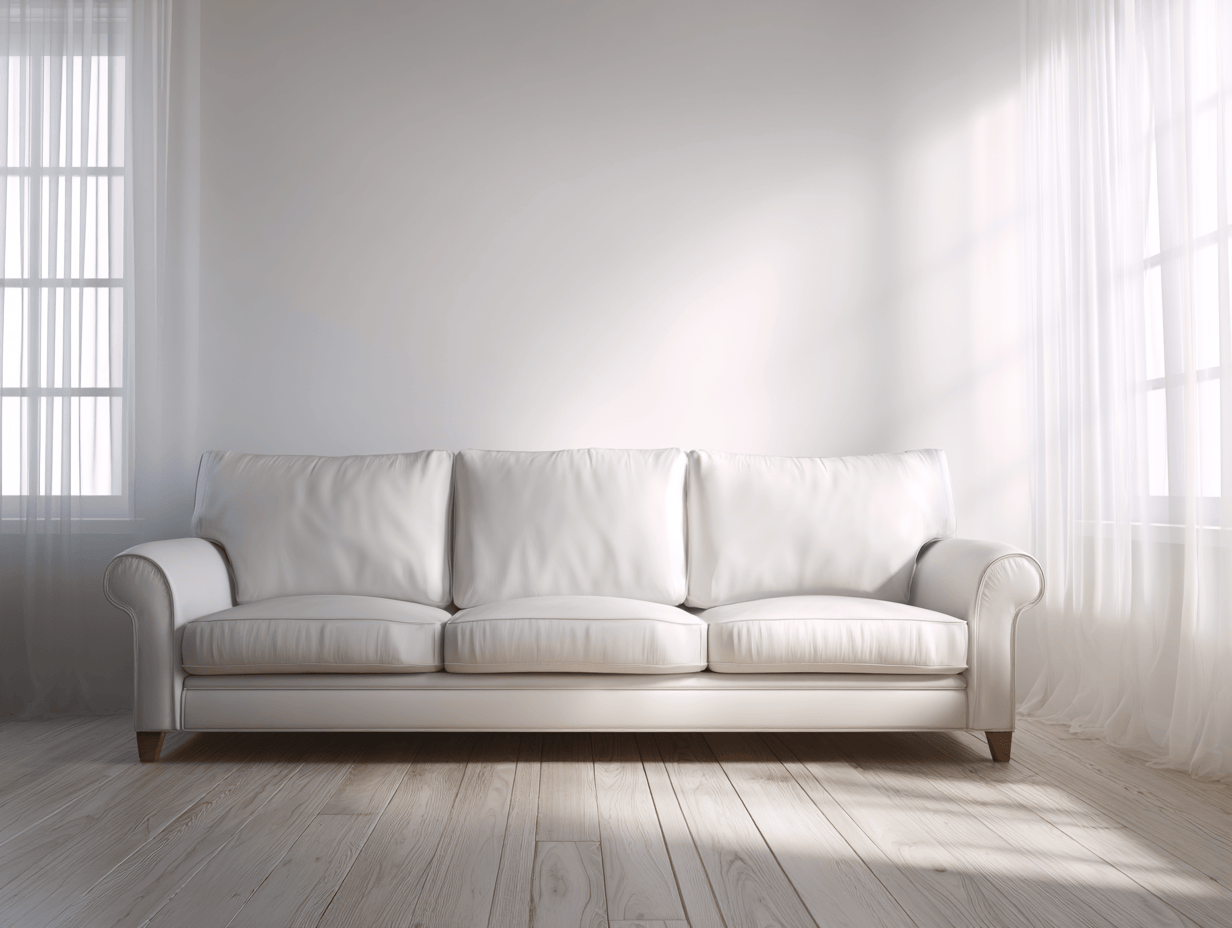 Sofá de cuero blanco 3 plazas 210x90x85 cm - estilo clásico - cojines acolchados