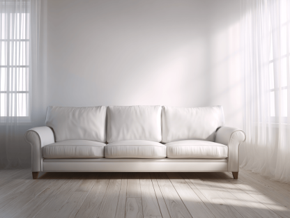 Sofá de cuero blanco 3 plazas 210x90x85 cm - estilo clásico - cojines acolchados